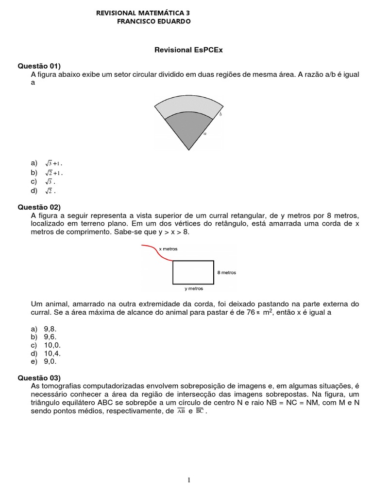 Exercícios de Área e Perímetro | PDF | Triângulo | Círculo