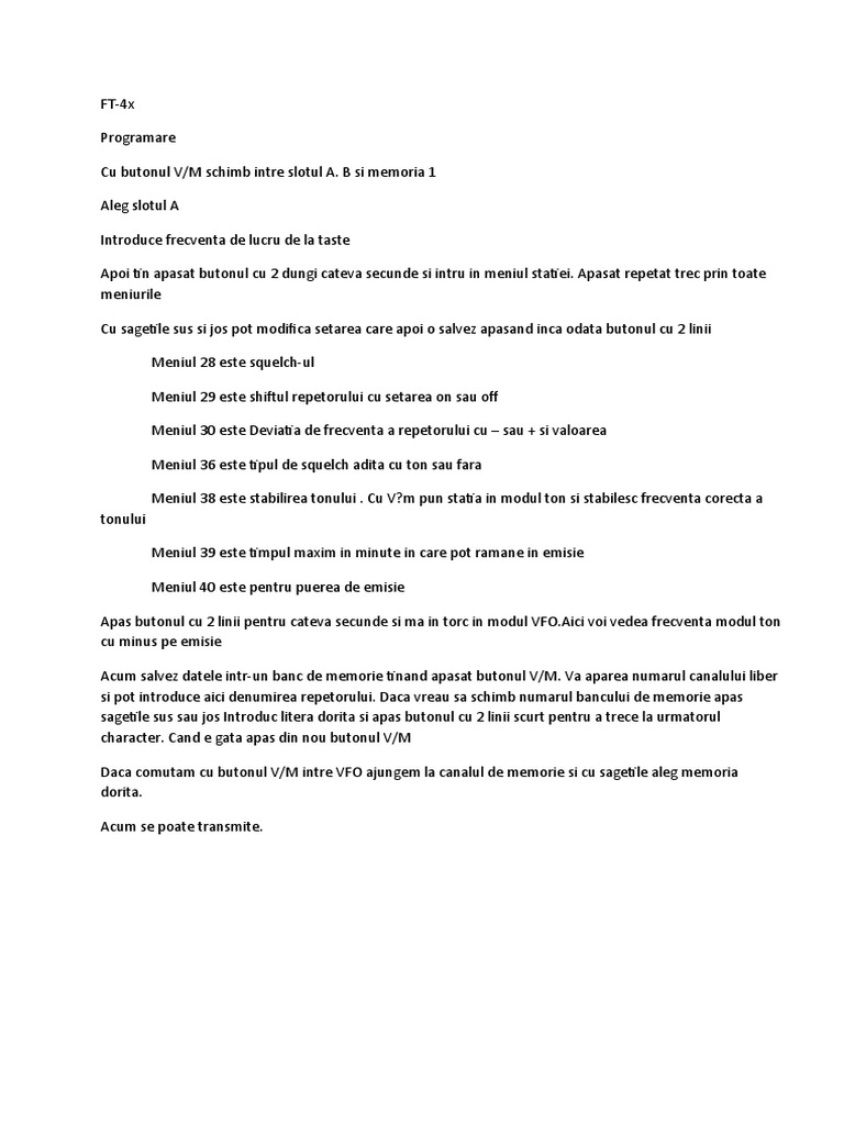FT4 X Programare | PDF