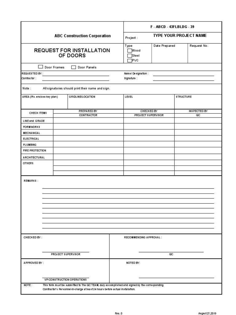 39-Request For Installation of Doors | PDF