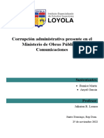 Corrupción Administrativa Presente en El Ministerio de Obras Públicas y Comunicaciones