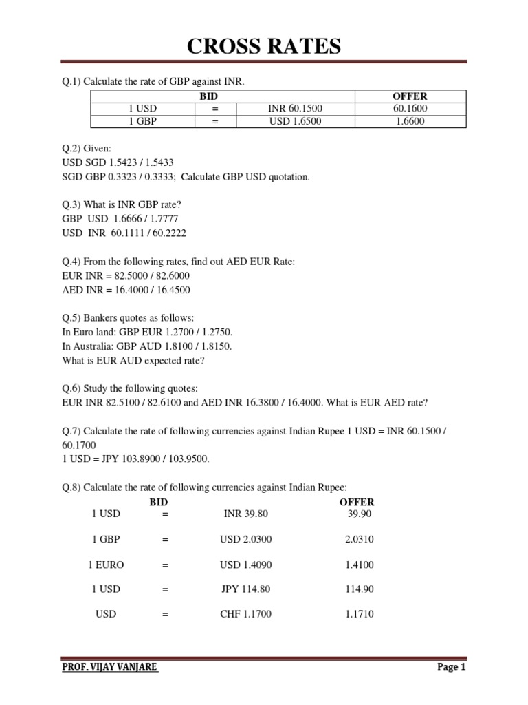 Cross Currency Rate Calculation Guide | PDF