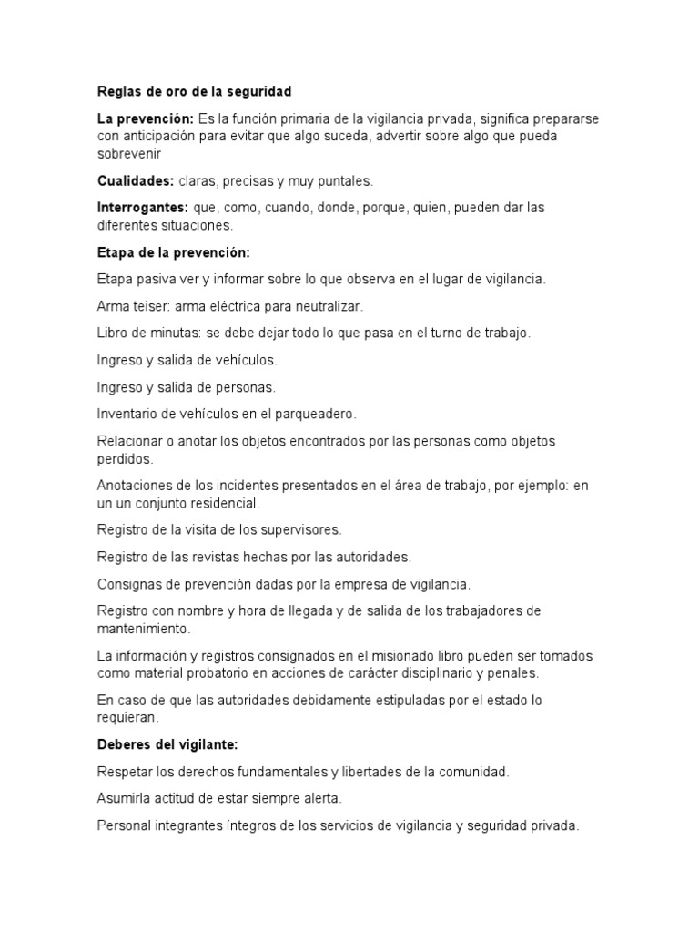 Reglas de Oro de La Seguridad | PDF | Vigilancia | Justicia