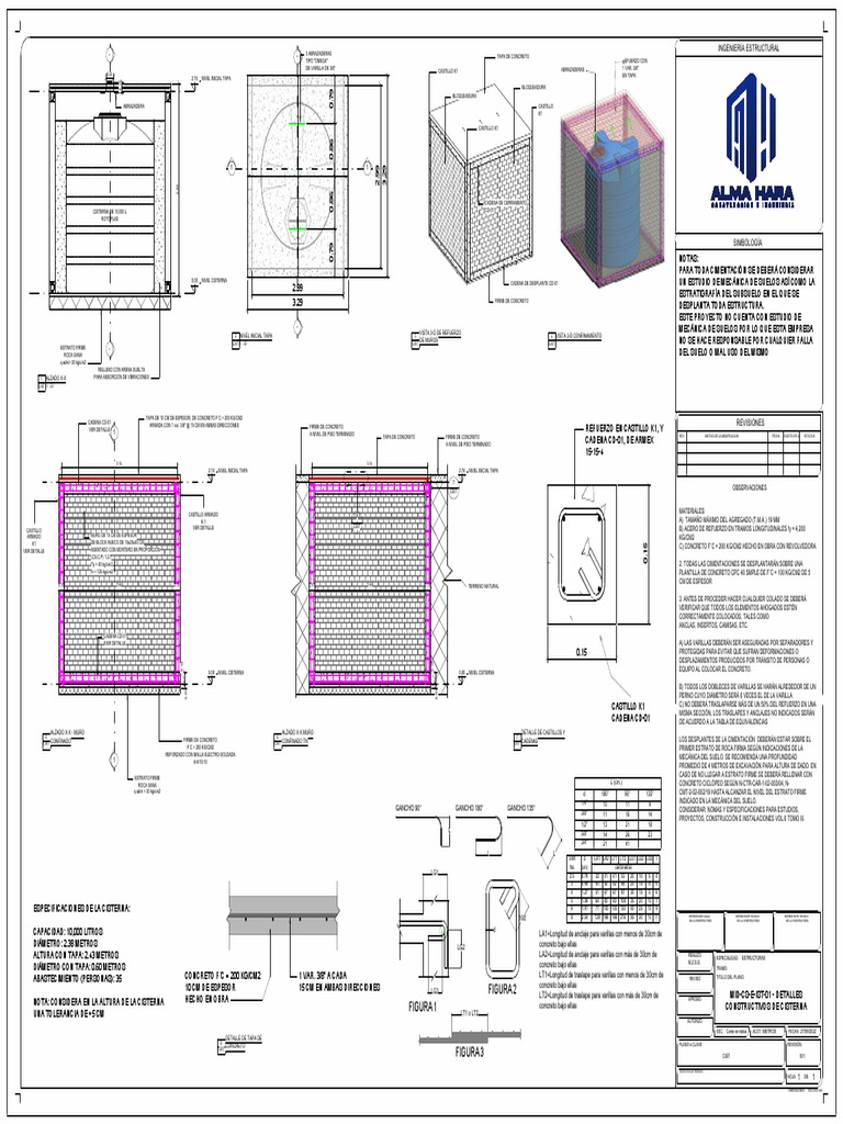 Cisterna Ejemplo Mod Revit | PDF | Hormigón | Ingeniería estructural
