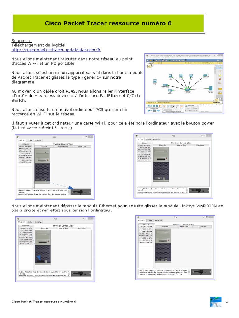Configuration Wi-Fi avec Packet Tracer 6 | PDF | Wi-Fi | Ethernet