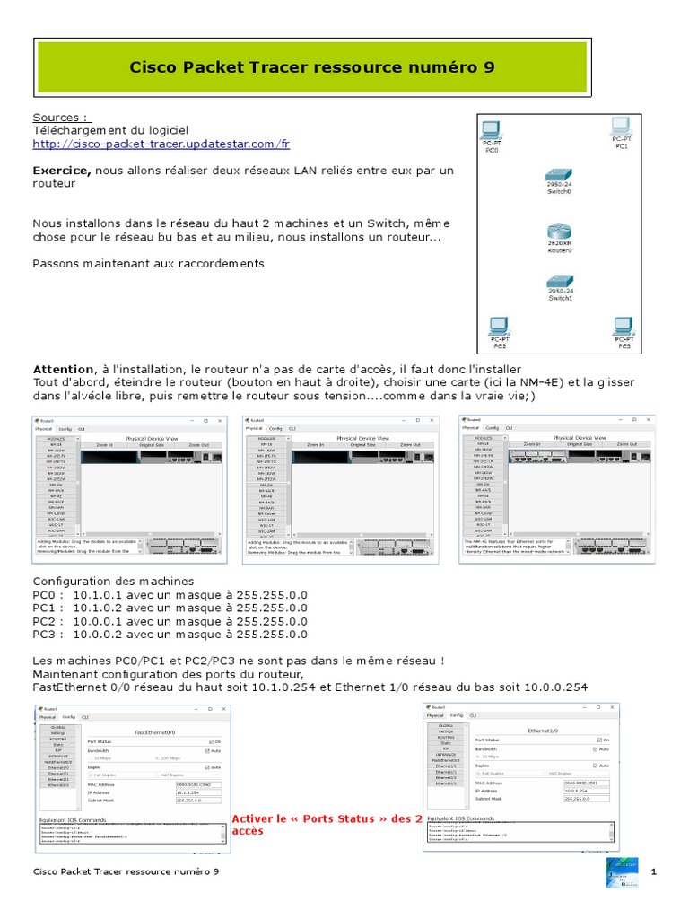 Configuration de réseaux avec Packet Tracer 9 | PDF | Réseau ...
