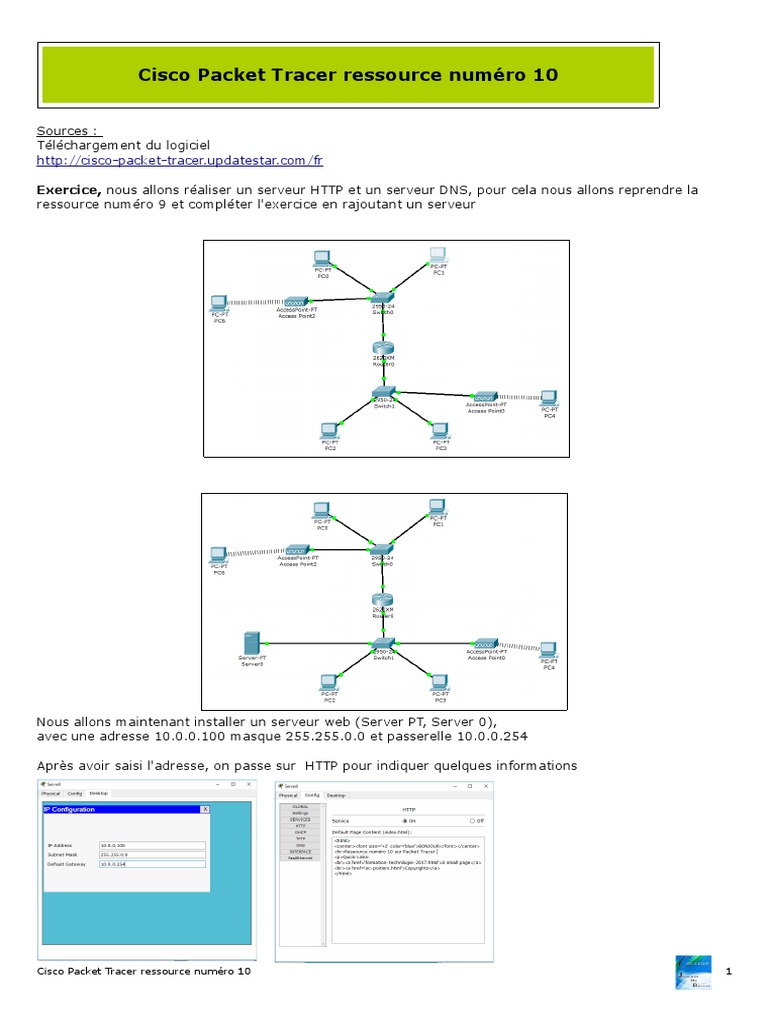 Serveur Web et DNS avec Packet Tracer | PDF