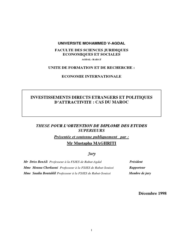 IDE et attractivité au Maroc | PDF | Société multinationale | Investir
