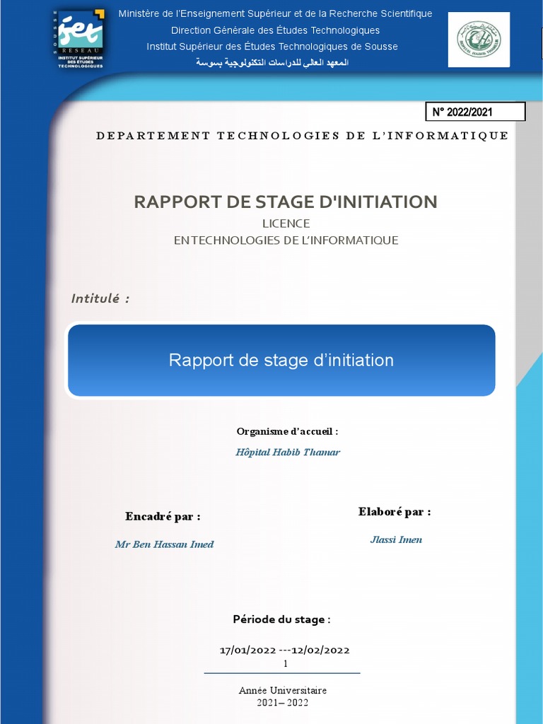Rapport de stage en informatique 2022 | PDF | Application | Matériel ...