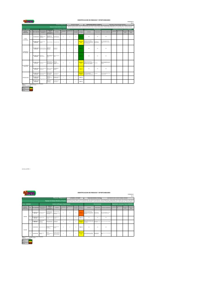Matriz de Riesgos y Oportunidades RM | Descargar gratis PDF | Riesgo ...