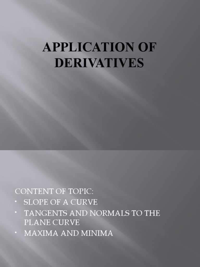 Application of derivatives pdf