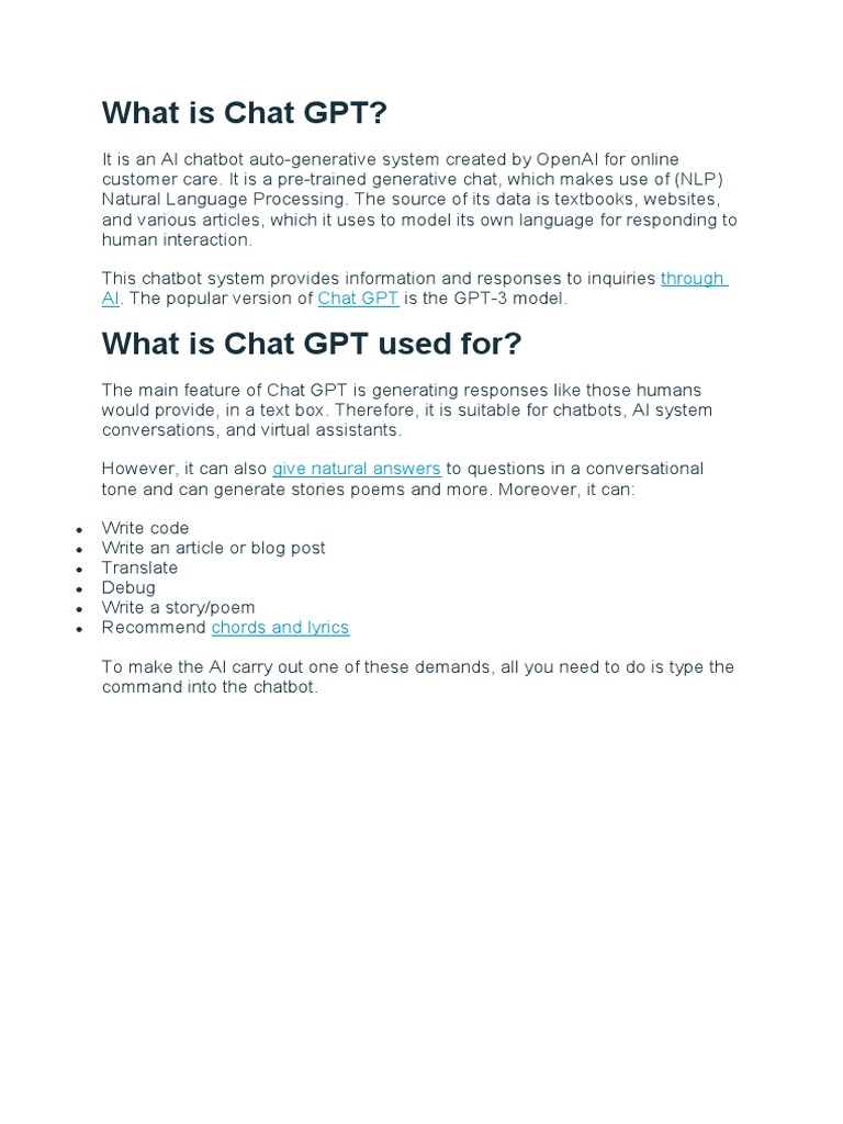 Overview of Chat GPT AI Chatbot | PDF