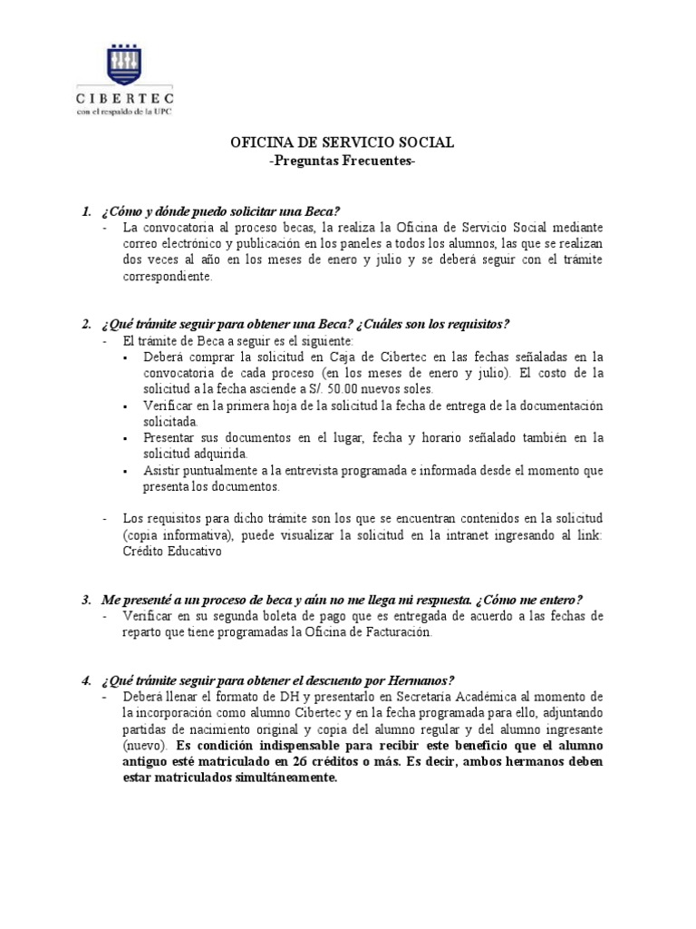 Guía de Trámites y Becas en Cibertec | PDF