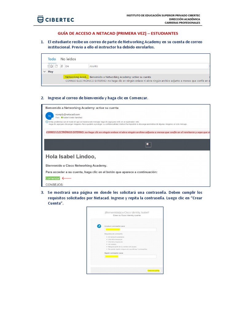 Guía de Acceso A Netacad - Estudiantes | PDF