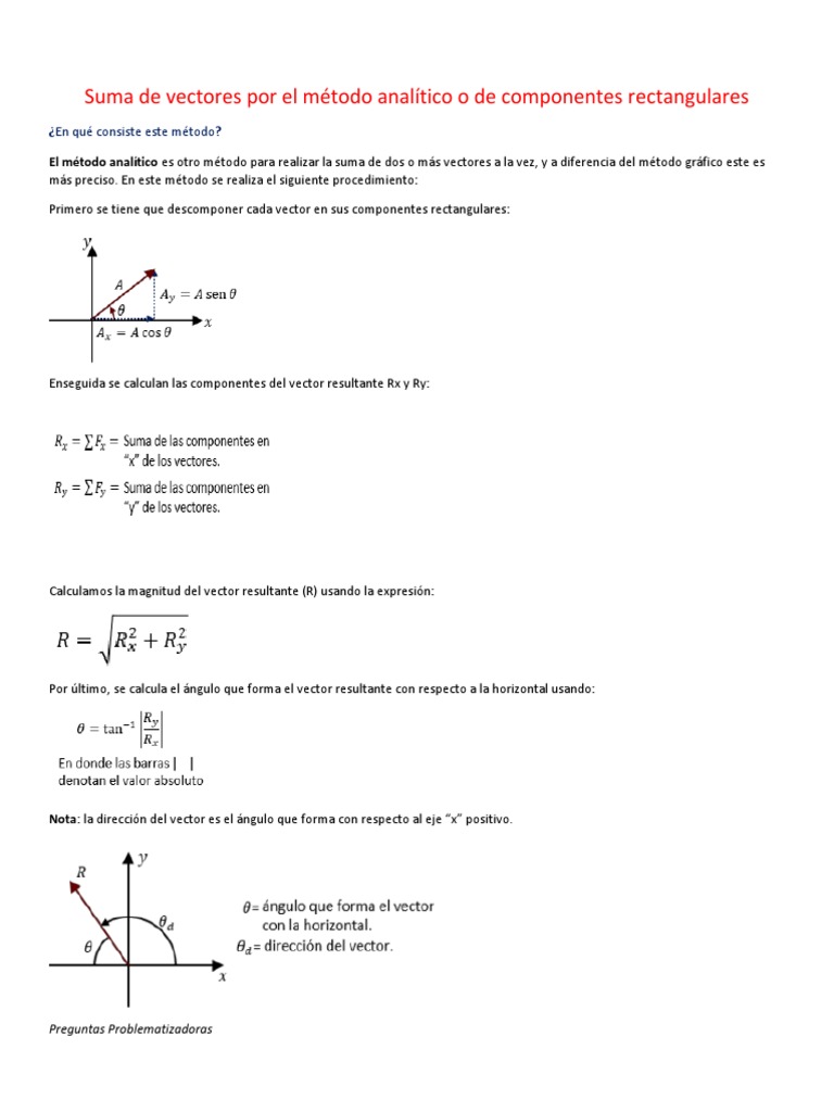 Suma de Vectores: Método Analítico | PDF