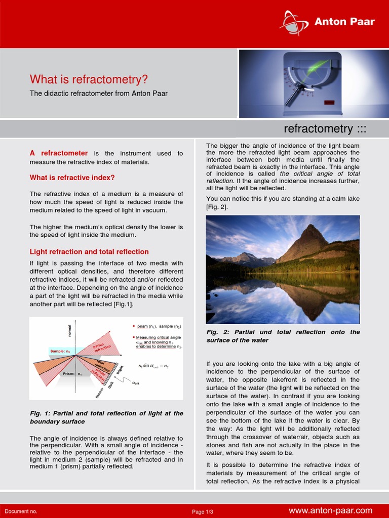 Refractometer Teaching Model EN Final PDF Refraction Refractive Index