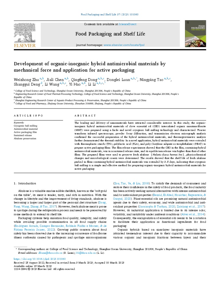 Development of Organic-Inorganic Hybrid Antimicrobial Materials by ...