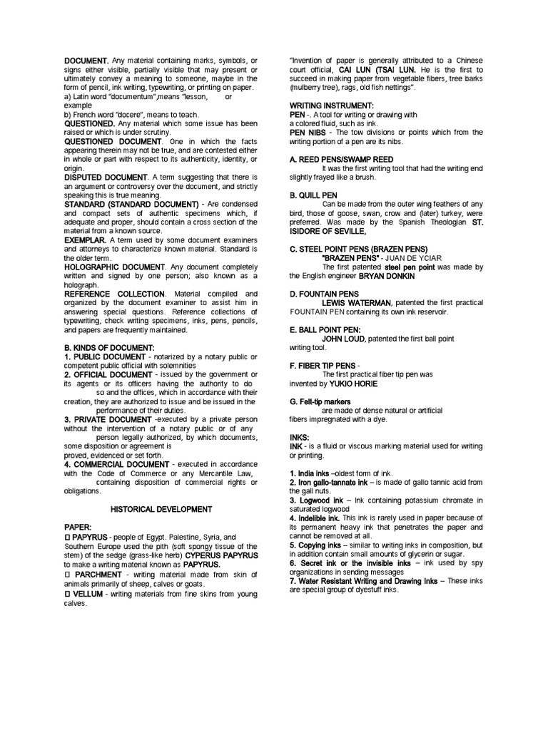 Understanding Document Types and Examination | PDF | Pen | Writing