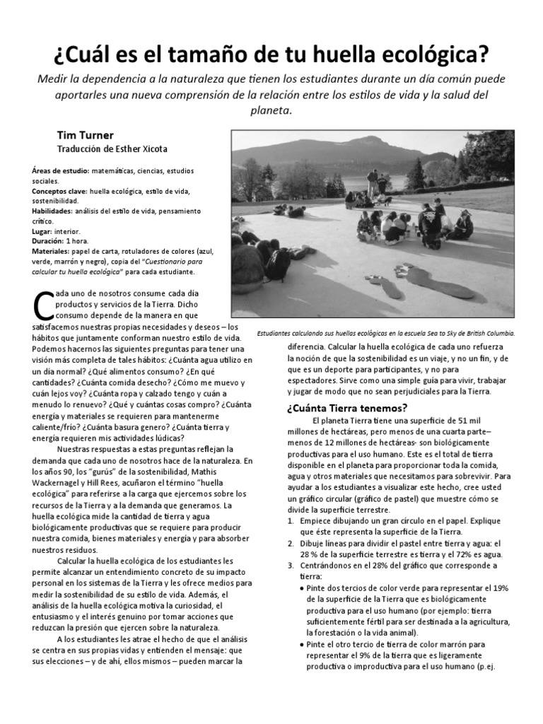 Cuestionario sobre Huella Ecológica | PDF | Tierra | Agua