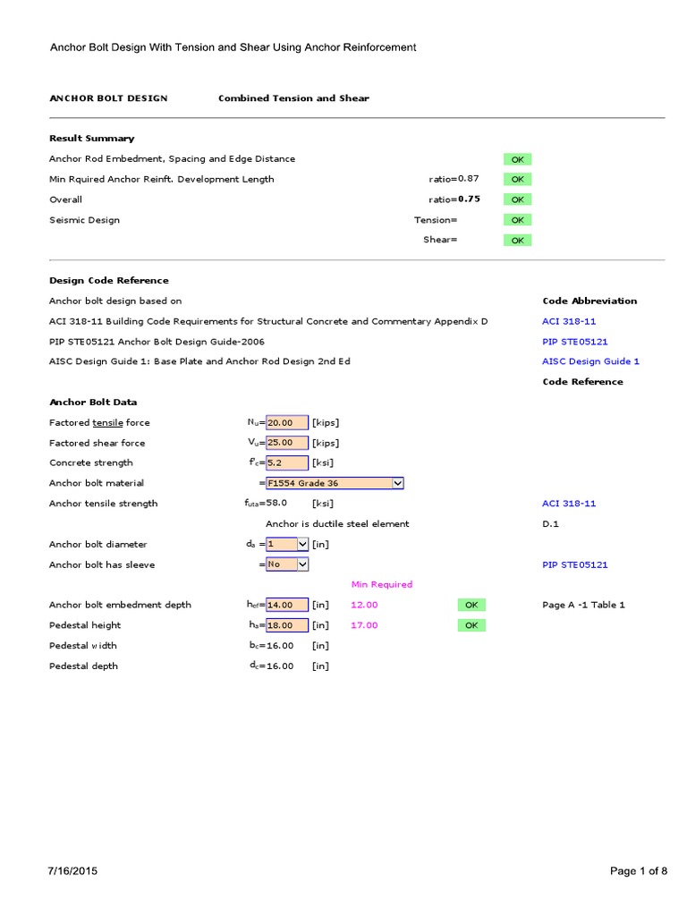 Anchor Bolt Design | PDF