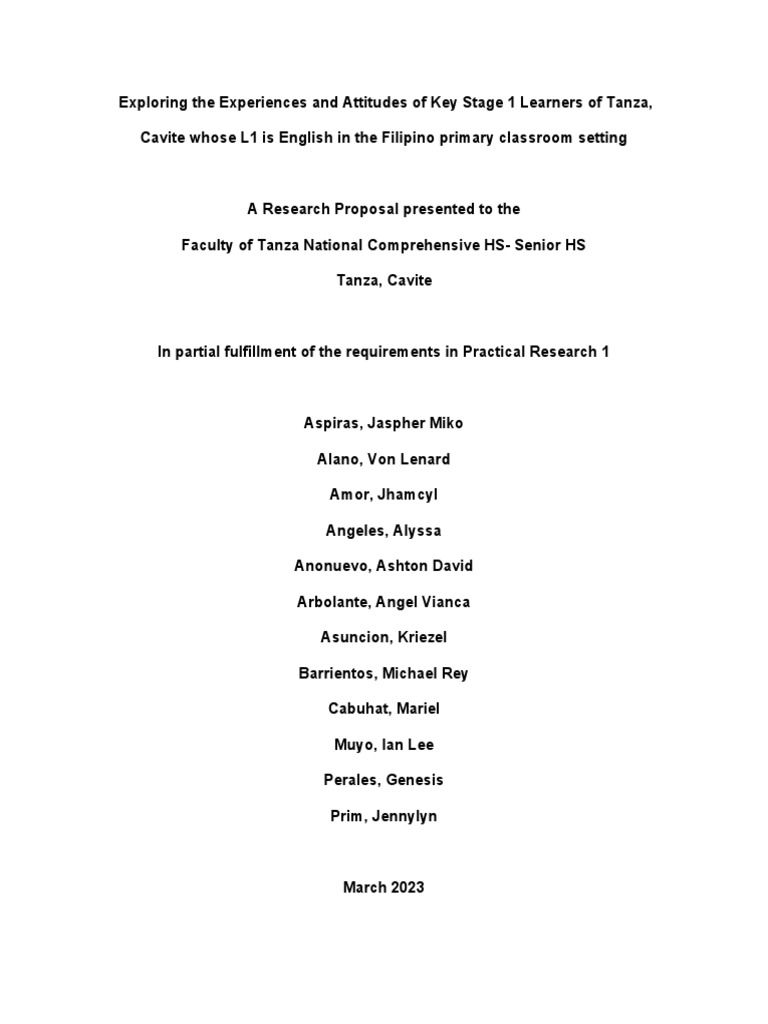Exploring the Experiences of English L1 Learners in a Filipino Primary ...