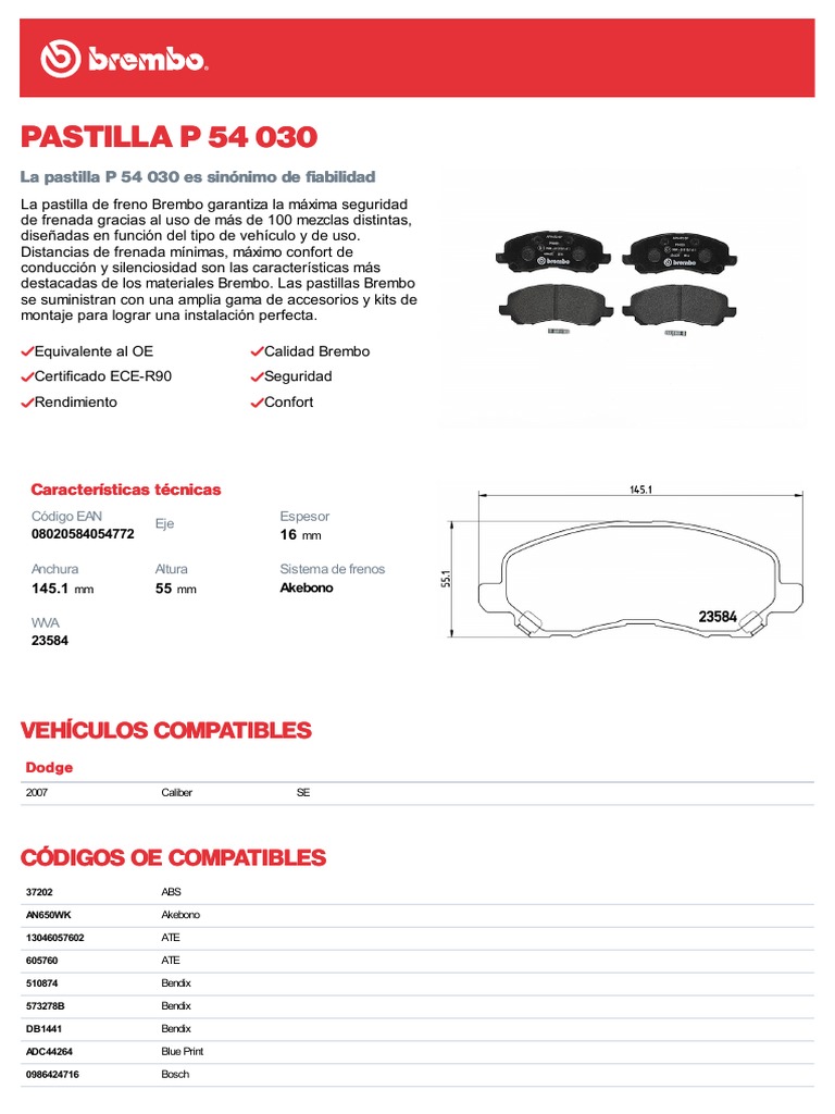 Brembo P 54 030 | PDF | Transporte | Tecnologías automotrices