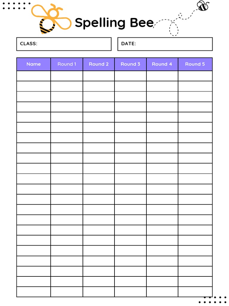 Spelling Bee Lists PDF Spelling