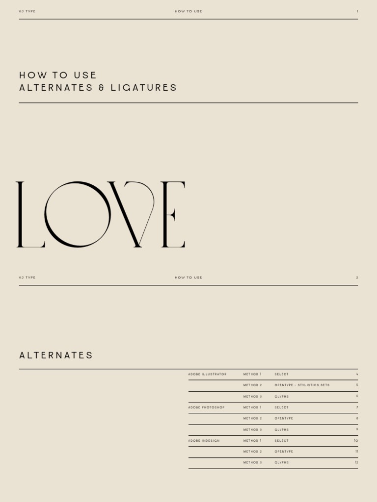 Using VJ Type: Alternates & Ligatures | PDF | Text | Digital Typography
