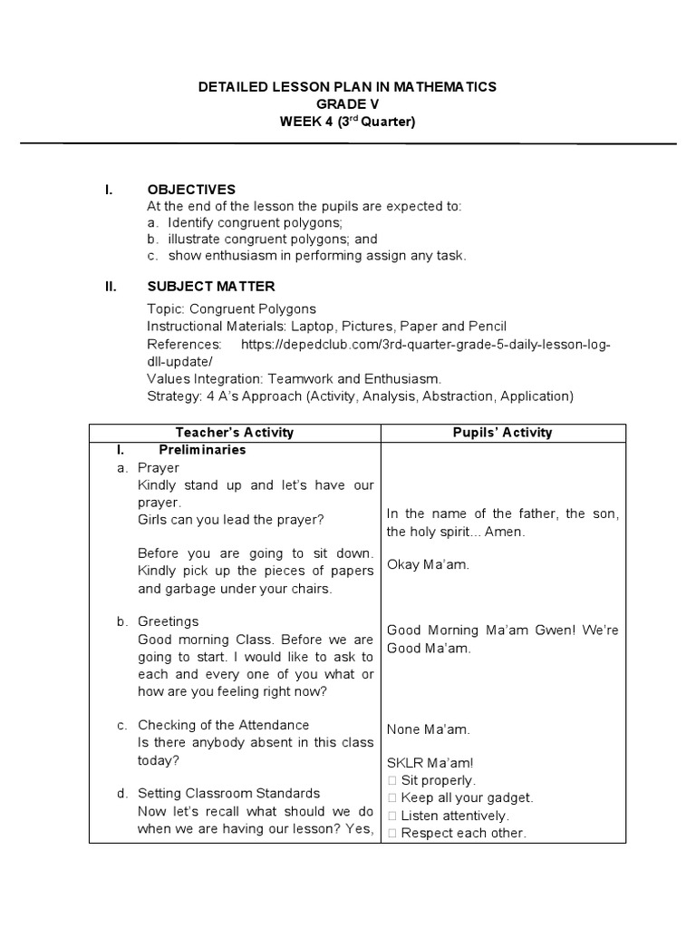 Congruent Polygons Lesson Plan | PDF | Shape | Geometry