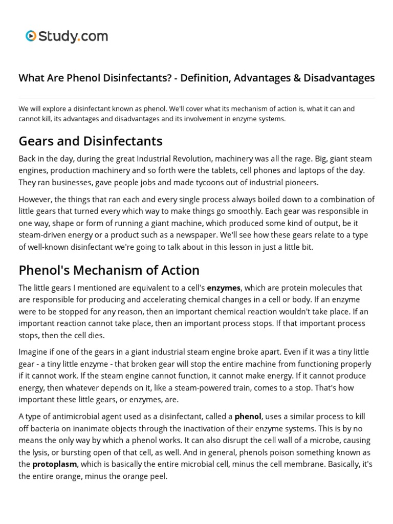 Lesson 09 What Are Phenol Disinfectants Definition, Advantages