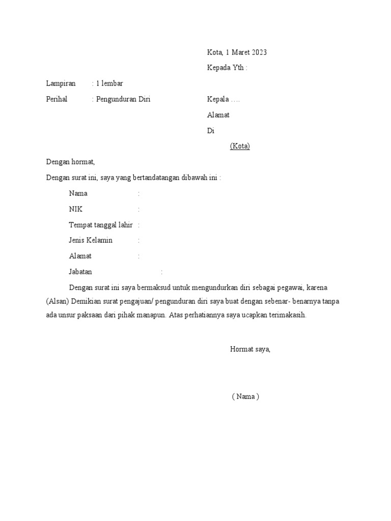 Surat Pengunduran Diri PDF