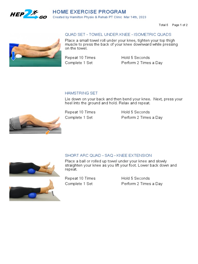 Knee Ex. Week 1 | PDF