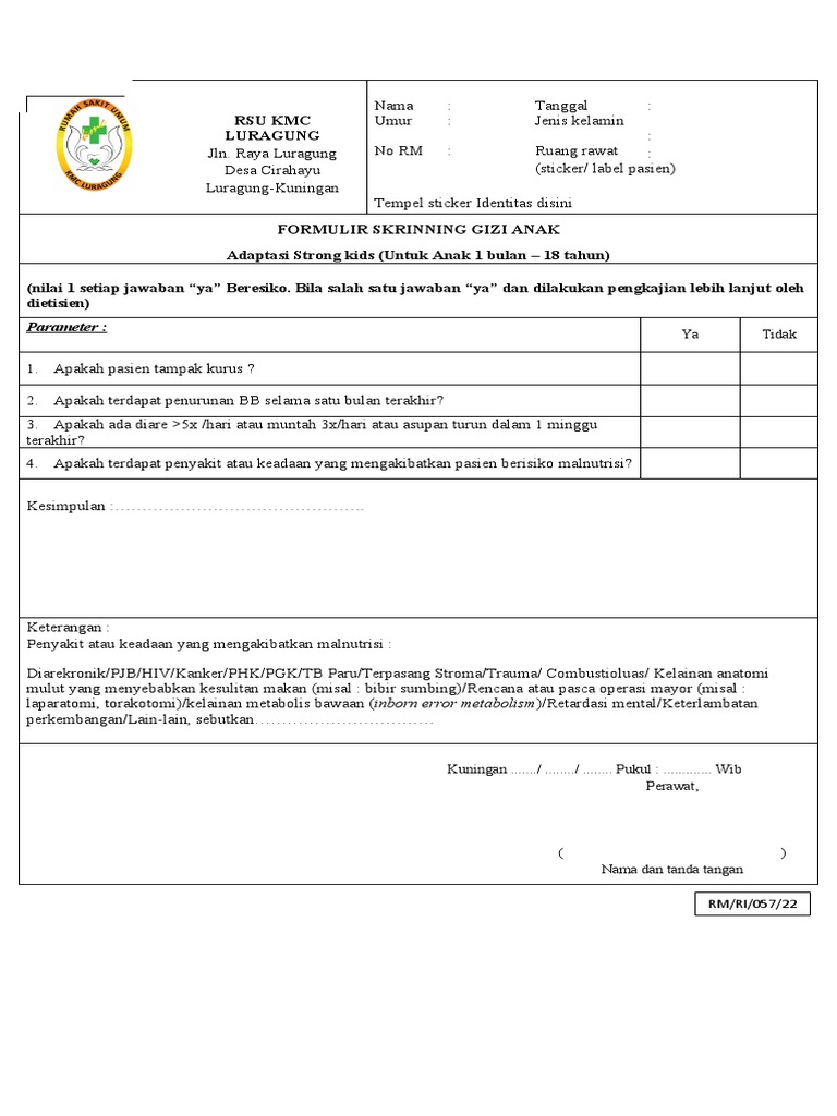 Form strong kids pdf