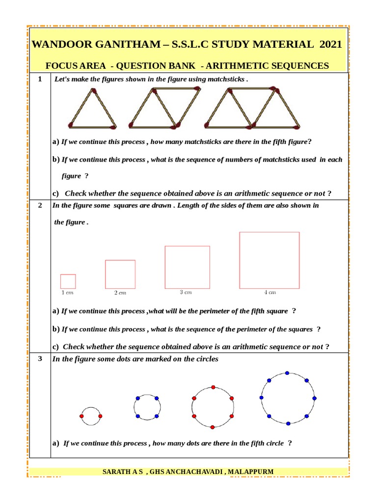 Arithmetic Sequences Study Guide | PDF | Numbers | Area