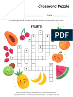 Crossword Puzzle Fruits Worksheet PDF