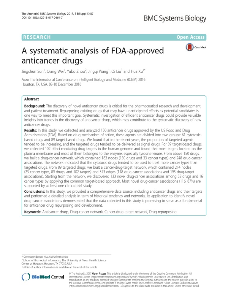 Jingchun Sun, A Systematic Analysis of FDAapproved PDF Cancer Chemotherapy