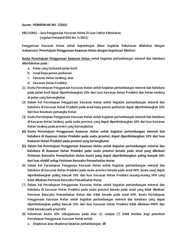 Persetujuan Penggunaan Kawasan Hutan | PDF
