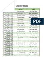 Tabel Jadwal Kyai