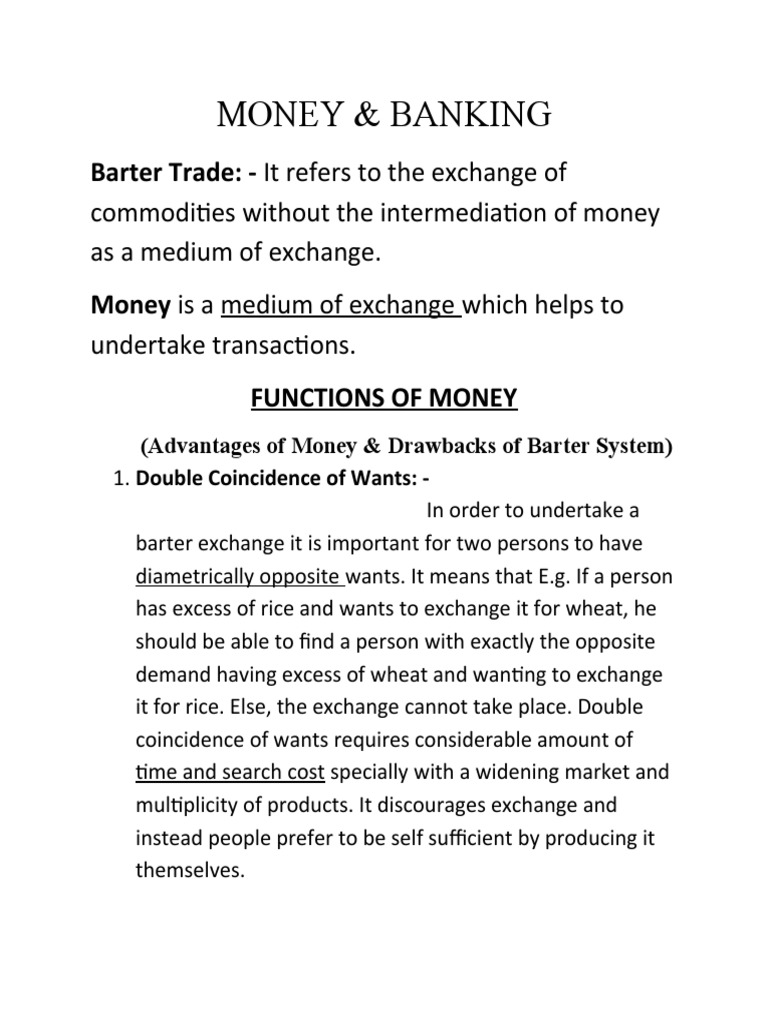 Money & Banking Notess PDF Money Supply Money