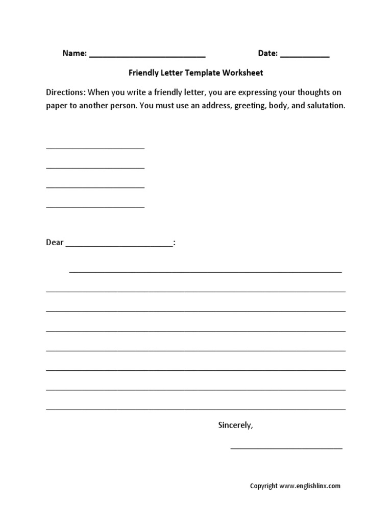 Friendly Letter Template PDF | PDF