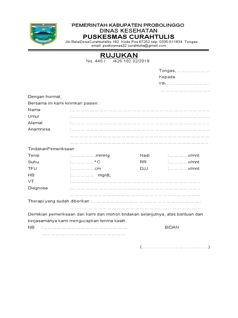 Rujukan Pasien Puskesmas Curahtulis | PDF