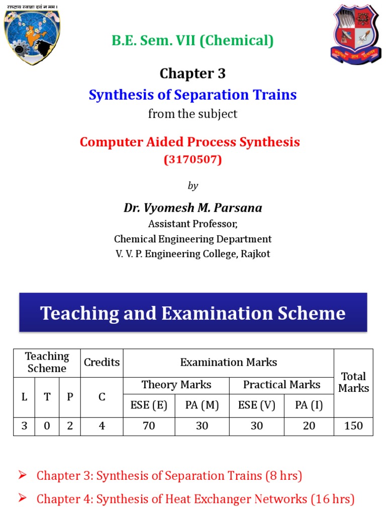 Synthesis of Separation Trains in Chemical Engineering | PDF ...