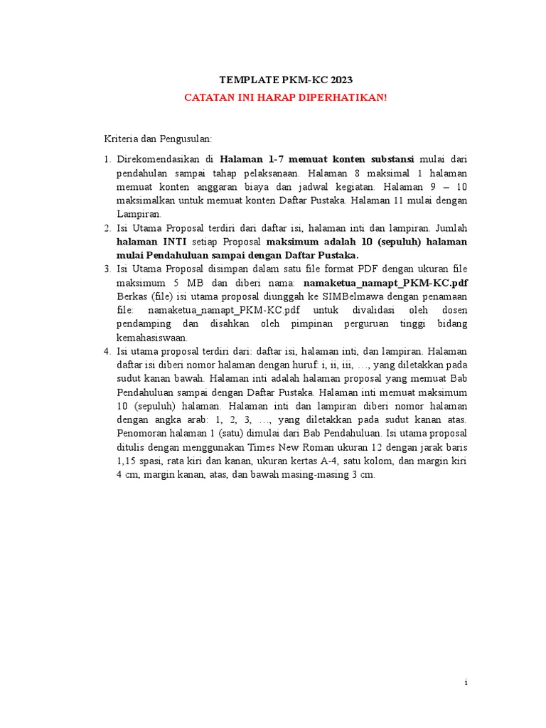 Template Proposal PKM-KC 2023 | PDF