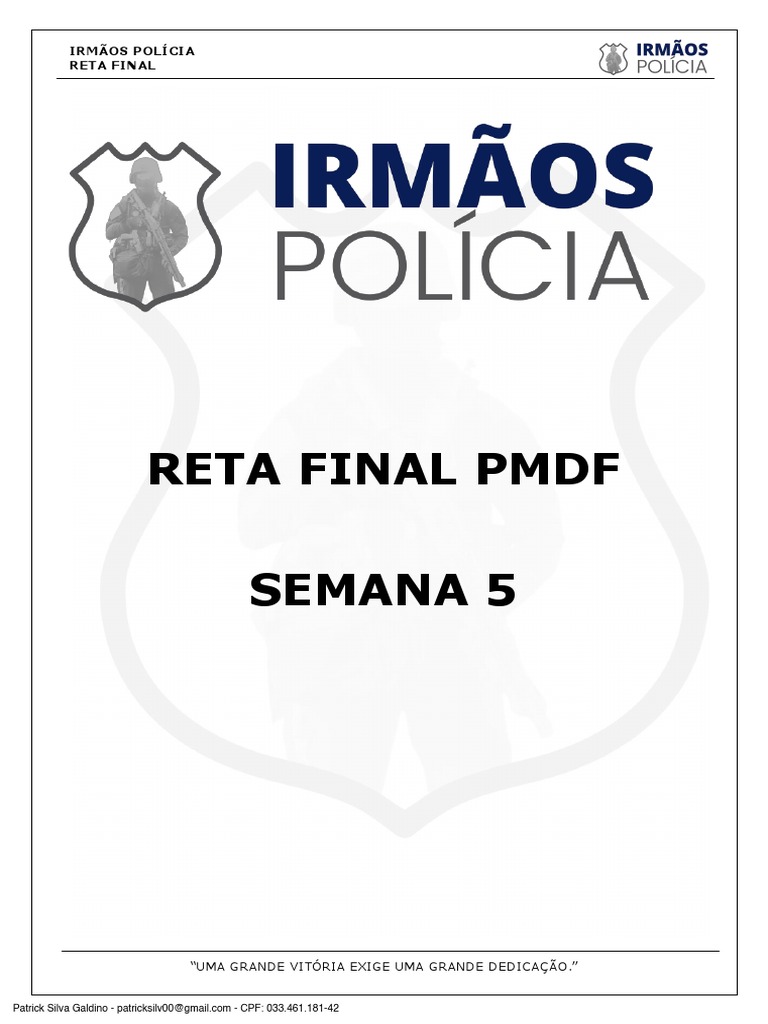 Reta Final - PMDF - Semana 5 PDF | PDF | Direito Penal | Crime e Violência