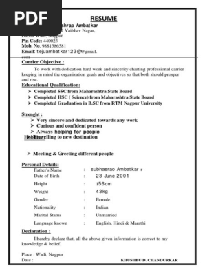khushbu resume