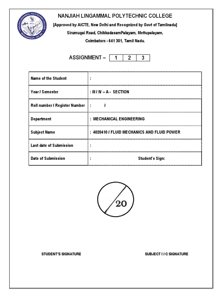 Assignment and Seminar Front Page Ii Year - A Section | PDF | Tamil ...