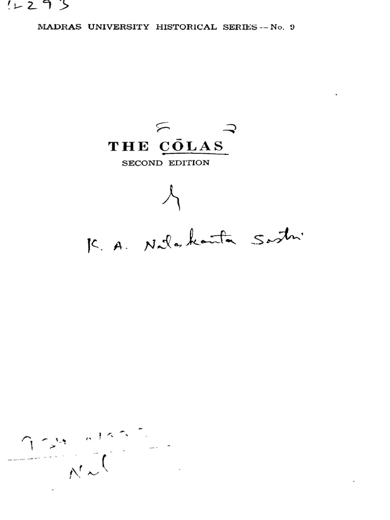 The Cholas (Nilakanta Sastri) | PDF | Tamils | South India