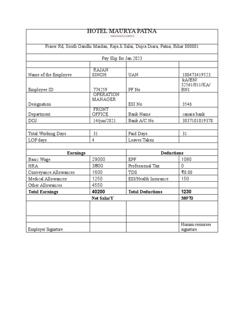 BASIC SALARY SLIP FORMAT IN WORD visual data 3
