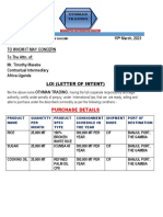 Letter of Intent For Rice Oil and Sugar