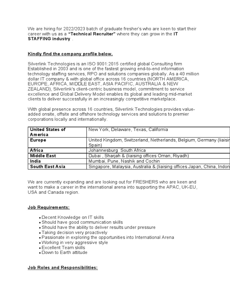 BMS Job Opportunity Download Free PDF Recruitment Business