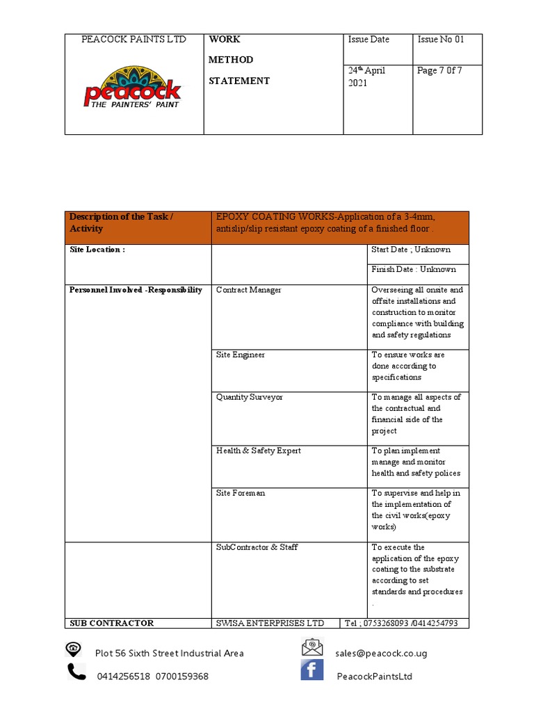 Epoxy Coating Method Statement | PDF | Personal Protective Equipment ...